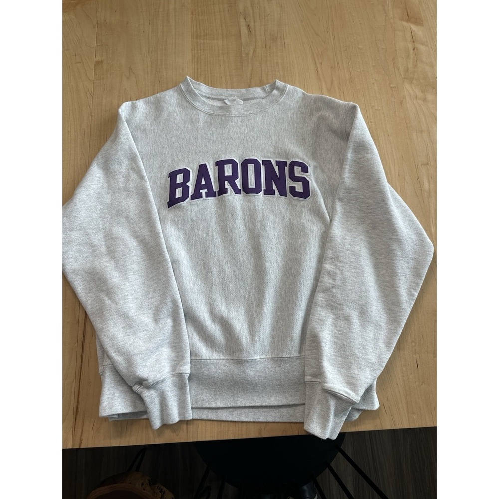 Vintage Champion Reverse Weave Barons Sweatshirt Large Purple St Mary's Hall